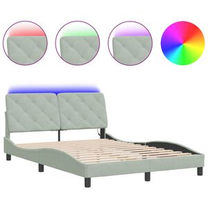 vidaXL Cadru de pat cu LED fără saltea, gri deschis, 120x200 cm, catifea