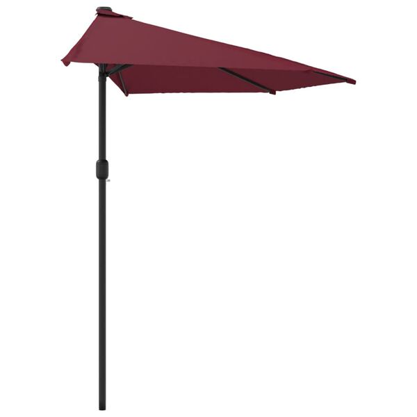 vidaXL Umbrelă de balcon, tijă aluminiu bordo 300x155x223cm semirotund