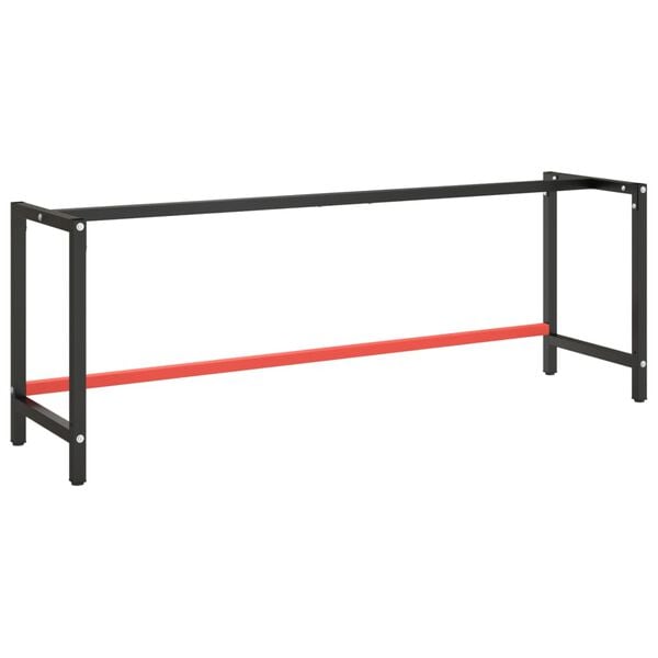 vidaXL Cadru banc de lucru, negru mat/roșu mat, 220x57x79 cm, metal