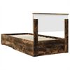 vidaXL Cadru de pat cu headboard Stejar afumat și argintiu 75 x 190 cm