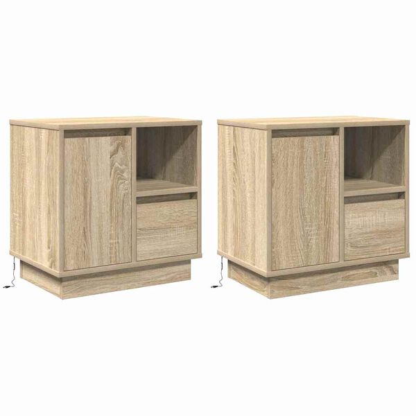 vidaXL Dulap de noapte cu sertar 2 pcs Stejar Sonoma 50 x 34,5 x 50 cm