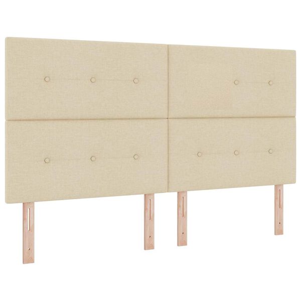 vidaXL Pat cu arcuri cu saltea cu headboard Crem 180 x 200 cm țesătură