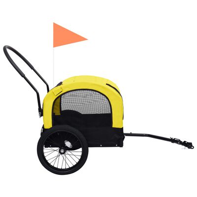 vidaXL Remorcă bicicletă & cărucior 2-în-1 animale, galben și negru