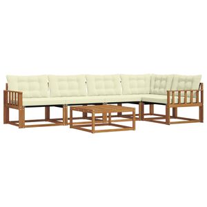 vidaXL Set de canapele de exterior cu pernă 6 pcs Natural și Crem