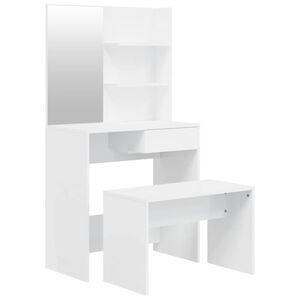 vidaXL Set măsuță de toaletă, alb extralucios, 74,5x40x141 cm