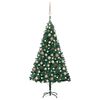vidaXL Brad Crăciun pre-iluminat cu set globuri, verde, 120 cm, PVC