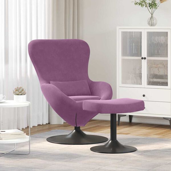 vidaXL Scaun Egg cu Taburet Violet Catifea