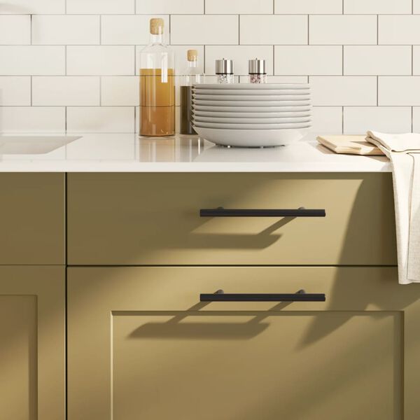 vidaXL Mânere de dulap, 10 buc., negru, 128 mm, oțel inoxidabil