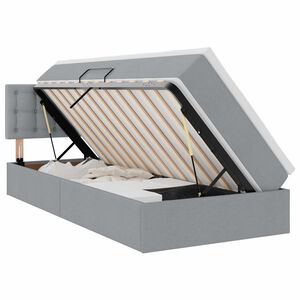 vidaXL Pat cu LED și saltea Gri deschis 90 x 190 cm Țesătură