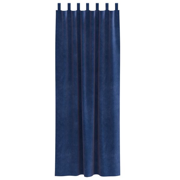 vidaXL Perdele opace 2 pcs Albastru &icirc;nchis 140 x 245 cm Catifea