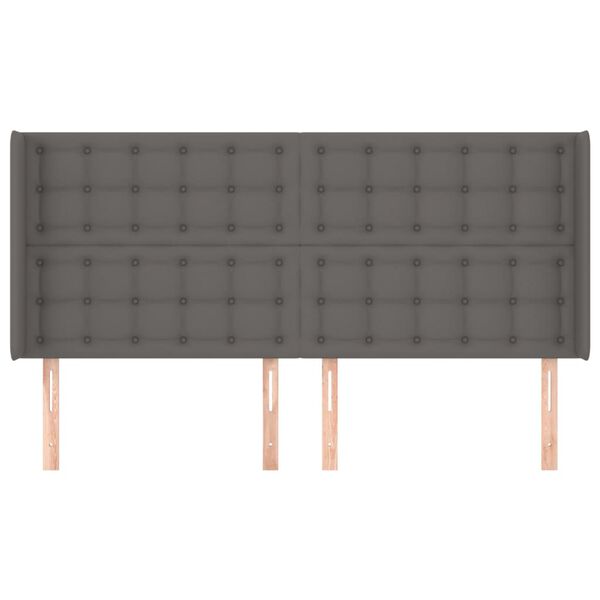 vidaXL Tăblie de pat cu aripioare, gri, 183x16x118/128 cm piele eco