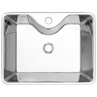 vidaXL Chiuvetă cu orificiu robinet, argintiu, 48x37x13,5 cm, ceramică
