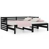 vidaXL Pat de zi extensibil, negru, 2x(90x190) cm, lemn masiv de pin