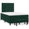 vidaXL Pat box spring cu saltea, verde &icirc;nchis, 120x190 cm, catifea