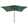 vidaXL Umbrelă de soare cu st&acirc;lp din oțel & LED-uri, verde, 2x3 m