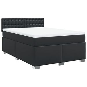 vidaXL Pat box spring cu saltea, negru, 160x200 cm, piele ecologică