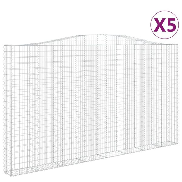 vidaXL Coșuri gabion arcuite, 5 buc, 400x30x220/240cm, fier galvanizat