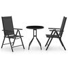vidaXL Set mobilier bistro, 3 piese, negru, aluminiu și textilenă