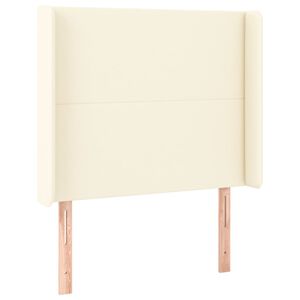 vidaXL Tăblie de pat cu aripioare, crem, 83x16x118/128 cm, piele eco