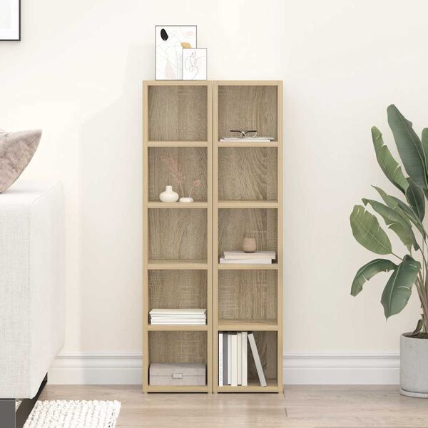 vidaXL Dulapuri CD-uri, 2 buc., stejar Sonoma, 21x16x93,5 cm, PAL