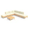 vidaXL Set mobilier grădină cu perne crem, 8 piese, lemn de pin