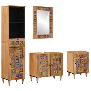 vidaXL Set de mobilier pentru baie 4 pcs natural Lemn de mango solid