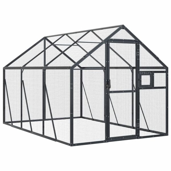 vidaXL Volieră de păsări, antracit, 1,79x3x1,85 m, aluminiu