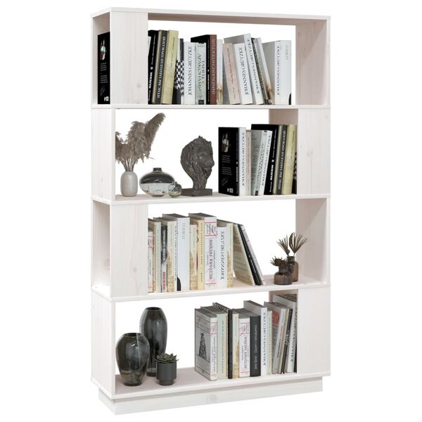 vidaXL Bibliotecă/Separator cameră, alb, 80x25x132 cm lemn masiv pin