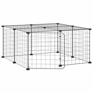 vidaXL Cușcă animale de companie cu ușă 12 panouri negru 70x70x35 cm oțel