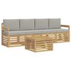 vidaXL Set de canapele de exterior 5 pcs Alb și gri deschis Poliester