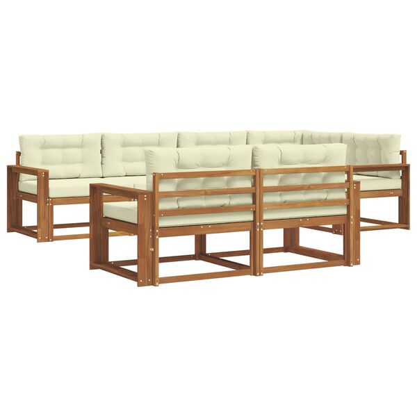 vidaXL Set de canapele de exterior cu pernă 7 pcs Natural și Crem