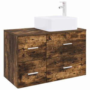 vidaXL Set de mobilier pentru baie 2 pcs Stejar fumuriu Lemn prelucrat