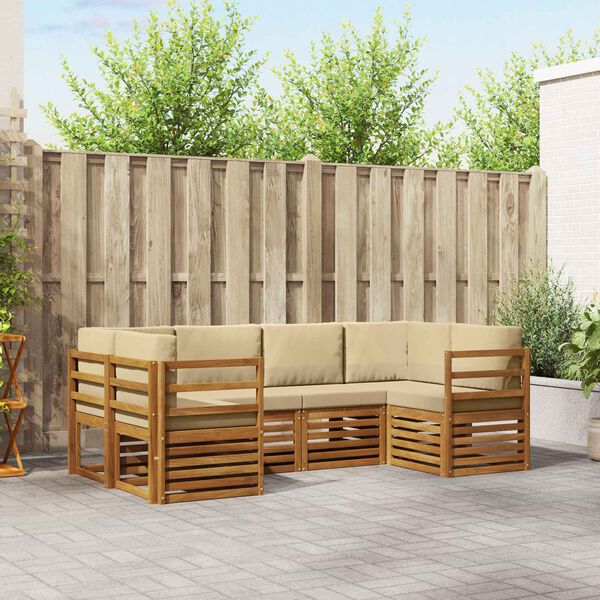 vidaXL Set canapea sectională 6 pcs natural Lemn Solid de Acacia
