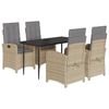 vidaXL Set mobilier pentru grădină, 5 piese, cu perne, bej, poliratan