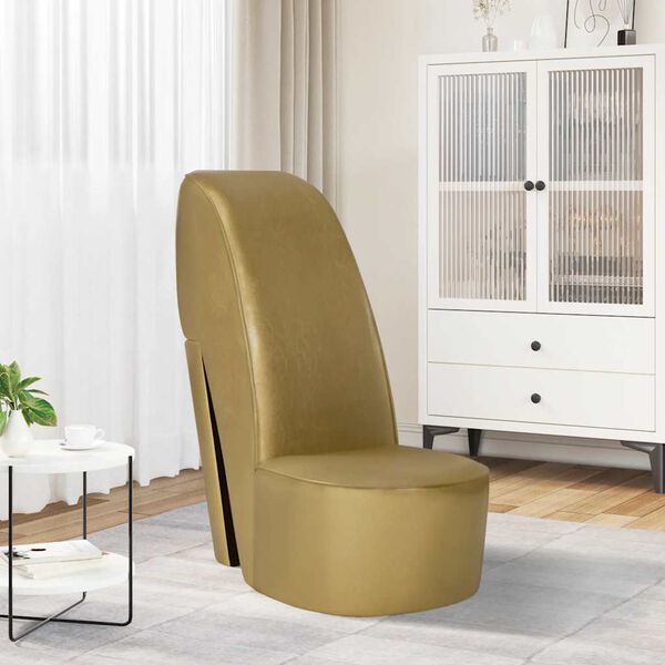 vidaXL Scaun, design toc &icirc;nalt, auriu, piele ecologică