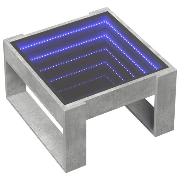 vidaXL Măsuță de cafea cu LED infinity, gri beton, 50x53x30 cm