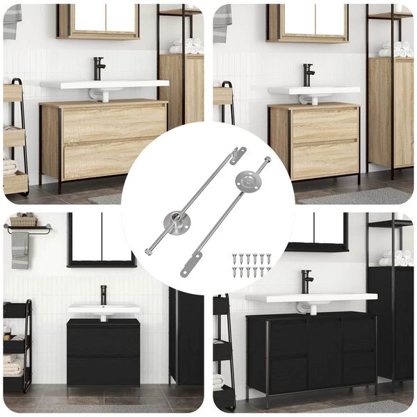 vidaXL Hingă cu tijă de tragere 2 pcs Argintiu 190 mm Fier