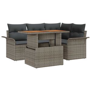 vidaXL Set de canapele pentru grădină 5 pcs Gri Rattan poli
