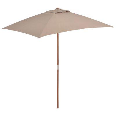 vidaXL Umbrelă de soare, exterior, stâlp lemn, 150x200 cm, gri taupe