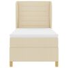 vidaXL Pat cu arcuri cu saltea cu headboard Crem 200 x 100 cm țesătură