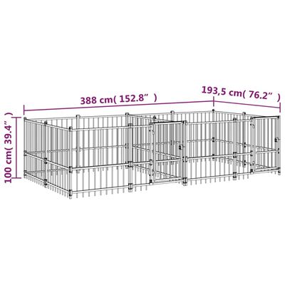 vidaXL Padoc pentru câini de exterior, 7,51 m², oțel