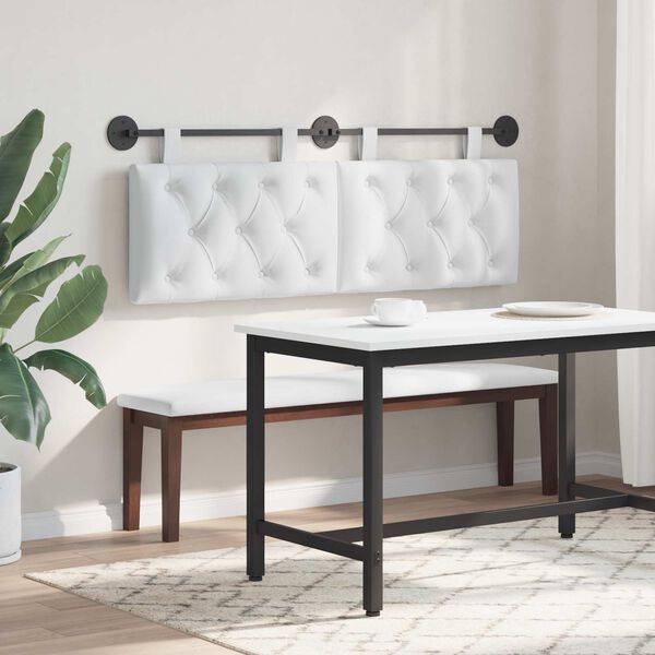 vidaXL Cap de pat suspendat Pe perete Alb 150 x 55 x 7 cm țesătură