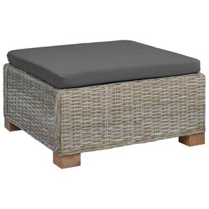 vidaXL Puf cu perne GENDT Ratan Natural Gri Kubu
