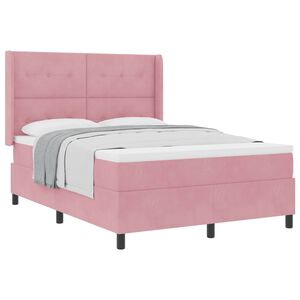 vidaXL Pat cu arcuri cu saltea cu headboard Roz 140 x 200 cm Catifea