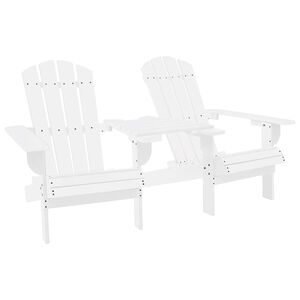vidaXL Scaune de grădină Adirondack & masă ceai, alb, lemn masiv brad