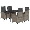 vidaXL Set mobilier de grădină cu perne, 5 piese, gri, poliratan