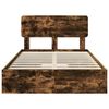 vidaXL Pat cu storage Stejar fumuriu 120 x 190 cm Lemn compozit