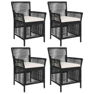 vidaXL Scaun pentru exterior cu pernă 4 pcs Negru și Crem poliratan