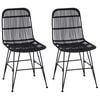 vidaXL Scaun de dining 2 pcs Negru 41 x 55 x 85 cm Rattan și oțel