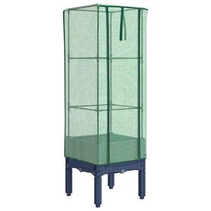 vidaXL Strat &icirc;nălțat cu husă de seră, aspect ratan, 40x40x140 cm